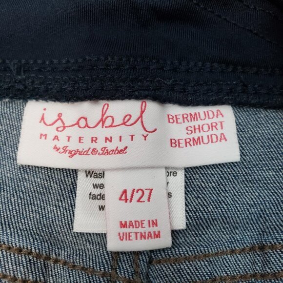 Isabel Maternity 4/27 R Skinny Over The Belly Bermuda Blue Jean Shorts / A10 - Picture 5 of 6
